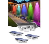 NATPOW RGB Solar Fence Lights, Dusk Till Dawn Outdoor Lights with Multi-Colour Changing, Warm&Cool White Garden Fence Lightling, 9 Mode LED Light for Yard Halloween Christmas Decoration(4Pack)
