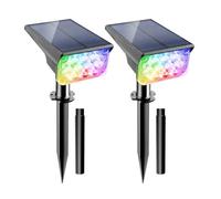 NATPOW RGB Solar Spotlight, Solar Garden Lights, 20 LED Lamp Outdoor IP65 Waterproof Colour Changing Outdoor Wall Light Garden Lighting for Patio Pathway Yard (Pack of 2)