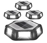NATPOW Solar Deck Lights, Dusk Till Dawn Outdoor Lights Solar Power, Cool White Ground Lights, IP65 Waterproof Decking Lighting, LED Outdoor Path Light for Garden Lawn Pond Pathway Step 4Pack