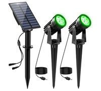NATPOW Solar Garden Spot Lights, Dusk Till Dawn Outdoor Lights, 2-in-1 Security Lights, IP65 Waterproof Landscape Light, Auto On/Off Wall Light for Party Lighting Patio,Driveway,Pond,Deck(Green)