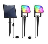 NATPOW Solar Garden Spotlight LED Solar Lights, 2-in-1 Pathway Lights, IP65 Waterproof, Auto On/Off Outdoor Wall Lights, Landscape Spotlight, Yard Path Lighting (RGB)