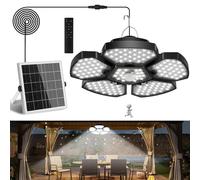 NATPOW Solar Pendant Light with Motion Sensor, Outdoor Pendant Lamp with Remote Control, 5 m Cable, Patio Foldable Solar Pendant Light, IP65 Waterproof for Home, Yard, Garage