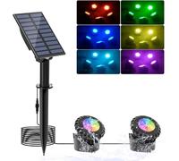 NATPOW Solar Pond Light, RGB Underwater Pond Light Landscape Spotlight Pond Lights Diving Spotlight with IP68 Waterproof, Colour Changing Garden Lighting for Garden, Patio, Tree(2-in-1)