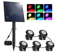 NATPOW Solar Pond Light, RGB Underwater Pond Light Landscape Spotlight Pond Lights Diving Spotlight with IP68 Waterproof, Colour Changing Garden Lighting for Garden, Patio, Tree(5 in 1)