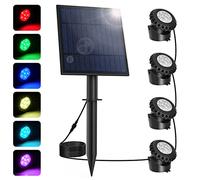 NATPOW Solar Pond Light, Submersible LED Lights for Fish, Underwater Lights RGB Colour Changing, Landscape Spotlight Dusk-to-Dawn, Waterproof Garden Lighting for Pool Patio, Tree(4 in 1)
