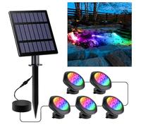 NATPOW Solar Pond Lights, RGB Landscape Spotlights Color Changing, IP68 Underwater Pond Light Submersible LED Lights for Fish Aquarium Tank Garden Yard Pool Fountain Pond (5 Head Lamp)
