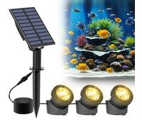 NATPOW Solar Pond Lights Underwater Light Outdoor Warm White, Dusk-to-Dawn Pond Light 2-in-1 Landscape Spotlights IP65 Waterproof Auto ON/Off Outdoor Garden Lights for Pool Yard Driveway Patio(3000K)