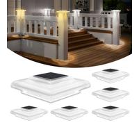 NATPOW Solar Post Lights, Garden Fence Lights Warm White & Cool White Solar Post Cap Light, Auto On/Off Garden Post Cap Lamp IP65 Waterproof for Wooden Posts, Park Courtyards, Fence(6 Packs)