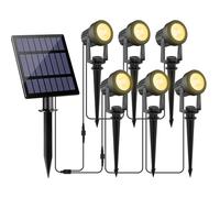 NATPOW Solar Spot Lights Outdoor Garden, Dusk-to-Dawn Warm White Spotlight, Stake Lights Solar Powered, 6-in-1 Spot Light IP65 Waterproof Auto ON/Off Ideal for Garden Walkway Decoration (3000K)