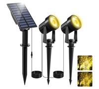 NATPOW Solar Spot Lights Outdoor Garden, LED Solar Spotlights Lights Warm White, Waterproof Garden Uplighters Auto ON/Off Outdoor Garden Lights for Driveway Pathway (2-in-1)