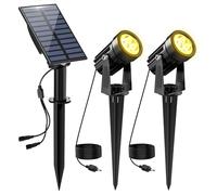 NATPOW Solar Spotlight - LED Solar Lights with 2 Brightness Levels, IP65 Waterproof for Outdoor Use, Dusk to Dawn Garden Lighting for Trees, Yard, Path (3000K)