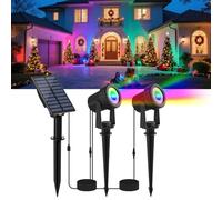 NATPOW Solar Spotlight Outdoor Garden, RGB Dusk to Dawn Spot Lights, Auto ON/Off Solar IP65 Waterproof Colour Changing Garden Lighting for Trees, Patio (2-in-1)