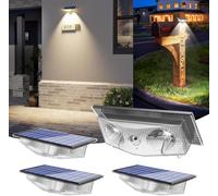 NATPOW Solar Wall Lights Outdoor Garden, Solar Fence Lights Warm &Cool White, 3 Mode Auto On/Off Outdoor Lights for Patio/Backyard/Porch/Pool Summer Evenings Decorations(4Packs)