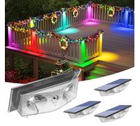 NATPOW Solar Wall Lights, Solar Fence Lights RGB Colour Changing 4 Pack | Auto ON/Off, Multicolor(red/green/blue/yellow/purple/cyan) + Warm & Cool White Solar Lighting for Patio Garden BBQ Yard Porch