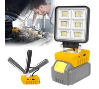 NATPOW Work Light for Dewalt 18v Battery, Rechargeable Flood Light Outdoor with 2 Mode, USB & Type-C Portable Lights 150° Rotation, 5200LM Camping Lighing for Car Repairing Emergency(No Battery)