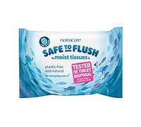 Natracare Safe to Flush Moist Tissues, 100% Paper, Plastic Free with an Organic and Natural formula with Aloe Vera and Witch Hazel, 1 Pack of 30 Tissues