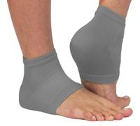 NatraCure Vented Moisturizing Gel Heel Sleeves & Socks for Cracked Feet with Aloe & Shea - Foot Softening Socks for Dry, Cracked Feet & Rough Heel Pain Relief - Gray, L