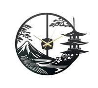 Natrlart Japanese Wall Clock - Unique Samurai Art Decor, 15x13x1.4 Inches, Black, Durable and Water-Resistant
