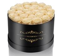 NATROSES 27 Piece Forever Preserved Roses in a Box, Preserved Flowers for Delivery Birthday, for Mom, Buttermilk
