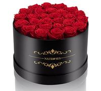NATROSES Forever Preserved Roses in a Box, 100% Real Roses That Last Up to 3 Years, Preserved Flowers for Delivery Prime Birthday, Valentines Day Gifts for Her (Red)