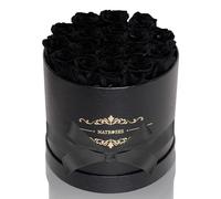 NATROSES Handmade Preserved Black Roses, 18 Selected Rosebuds, Lasting Roses for Her