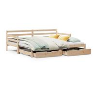 (natrual, 90 x 200 cm) vidaXL Daybed with Trundle & Drawers Sofa Bed Solid Wood Pine