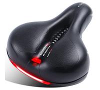 NATRUTH Bike Seat, Bicycle Saddle for Men & Women, Waterproof, Thicken Comfortable Soft Cushion for Road, Mountain, City & Spinning Bikes (Red)