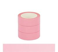 NatSumeBasics 3 Pink Washi Tapes Plain Decorative Masking Tape, 15mm x 10m Self-Adhesive Tapes for Packaging Decor Journals Scrapbooks Planner DIY Crafts Gift (Pink)
