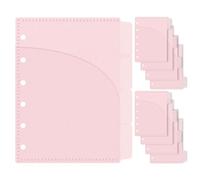NatSumeBasics 8pcs Pink A7 Binder Pocket Dividers 4 Tabs Planner Inserts PP Cash Envelopes for 6 Ring Budgeting Binder Accessories Supplies (Pink)
