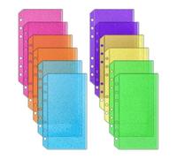 NatSumeBasics A6 Cash Envelopes A6 Binder Pockets Zipless Budget Binder Inserts Sleeves PVC Sheet Protector for 6 Rings Planner Inserts Organizer Photos Cards Bills (Colorful)
