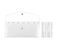 NatSumeBasics Cash Envelope Wallet Clear Budget Wallet with 6 Money Divider Pockets and Tab Stickers for Bill Receipt Cash Organizer Holder System (Clear)