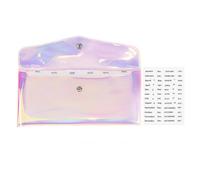 NatSumeBasics Cash Envelope Wallet Clear Rainbow Budget Wallet with 6 Money Divider Pockets and Tab Stickers for Bill Receipt Cash Organizer Holder System (Rainbow)