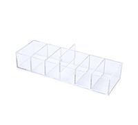 NatSumeBasics Clear Drawer Organizer 6-Section Desk Compartment Acrylic Tray Holder, 3.3" Width not for Storage Credit Cards Business Card, Office Accessories Supplies (Small)