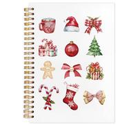 NATSUNO Christmas Spiral Notebook Journal 5.5x8.3in, Christmas Office Gifts for Coworkers, Xmas Candy Cane Gingerbread Holiday Notebooks for Note Taking, Hardcover Notebook
