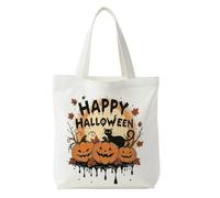 NATSUNO Happy Halloween Pumpkin Tote Bags, Halloween Candy Treats Canvas Bags, Trick or Treating Reusable Gifts Bag for Party Favor Supplies