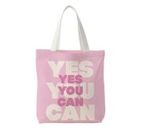 NATSUNO Women Empowerment Gifts Canvas Tote Bag, Feminist Gifts, Strong Woman Gift for Women, Yes You Can Girly Pink Canvas Tote Bag, Reusable Grocery Bags Shopping Bags