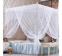 Nattey 4 Corners Princess Bed Curtain Canopy Canopies For Girls Boys Adults Bed Gift Bedroom Decoration (Full, White)