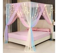 Nattey 4 Poster Corners Princess Bed Curtain Canopy Mosquito Netting Canopies (Full, White)