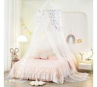 Nattey JiXun Canopy Bed Curtains for Girls Bed Canopies Mosquito Net Twin Full Queen Size White Pink Color