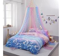 Nattey Princess Girl Lace Bedding Mosquito Net Canopy Bites Protect For Twin Queen King Size Canopies (Purple)