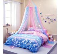 Nattey Princess Girl Lace Bedding Mosquito Net Canopy Bites Protect For Twin Queen King Size Canopies (Purple)