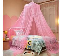 Nattey Princess Lace Mosquito Netting Canopy For Twin Full Queen King Bed Size (Light Blue)