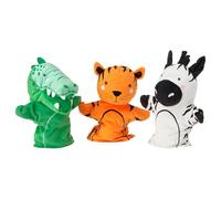 NATTHÄGER 3-piece hand puppet set, crocodile zebra/tiger multicolour