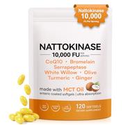 Nattokinase 10,000 FU Per Serving,High-Strength Nattokinase Capsules from Fermented Natto Soybeans with CoQ10, Turmeric, Aged Garlic & Pine Bark Extract 120 Capsules