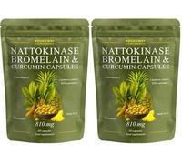 Nattokinase Bromelain Curcumin | Foreign Protein Detox & Cleanse with Black Pepper Extract | High Strength | 60 Vegan Capsules, Made in the UK by Roundway Supplements (Pack of 2)