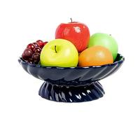 Nattol 9.5-Inch Ceramic Fruits Bowl, Decorative Serving Plate, Centerpiece Fruits Tray or Fruit Basket for Kitchen Counters, Farmhouses, Dining Table, Blue
