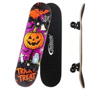 Nattork 31 Inch Complete Skateboard, Standard Skateboards for Beginners, Wood 9 Layer Canadian Maple Trick Skate Boards for Boys Girls Youth Teens Adults Ghost Bat Halloween
