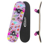 Nattork 31 Inch Complete Skateboard, Standard Skateboards Gift for Beginners, Wood 9 Layer Canadian Maple Trick Skate Boards for Boys Girls Youth Teens (Pink Sticker)