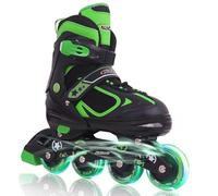 Nattork Adjustable Inline Skates for Kids with Light Up Wheel, Outdoor & Indoor Illuminating Blades Roller Skates for Boys and Girls, Beginners (Green, S)