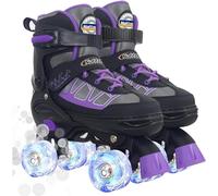 Nattork Adjustable Roller Skates for Kids Boys, Roller Boots for Girls with All Light up Wheels, Kids Quad Rollerskates for Beginners, Indoor Outdoor